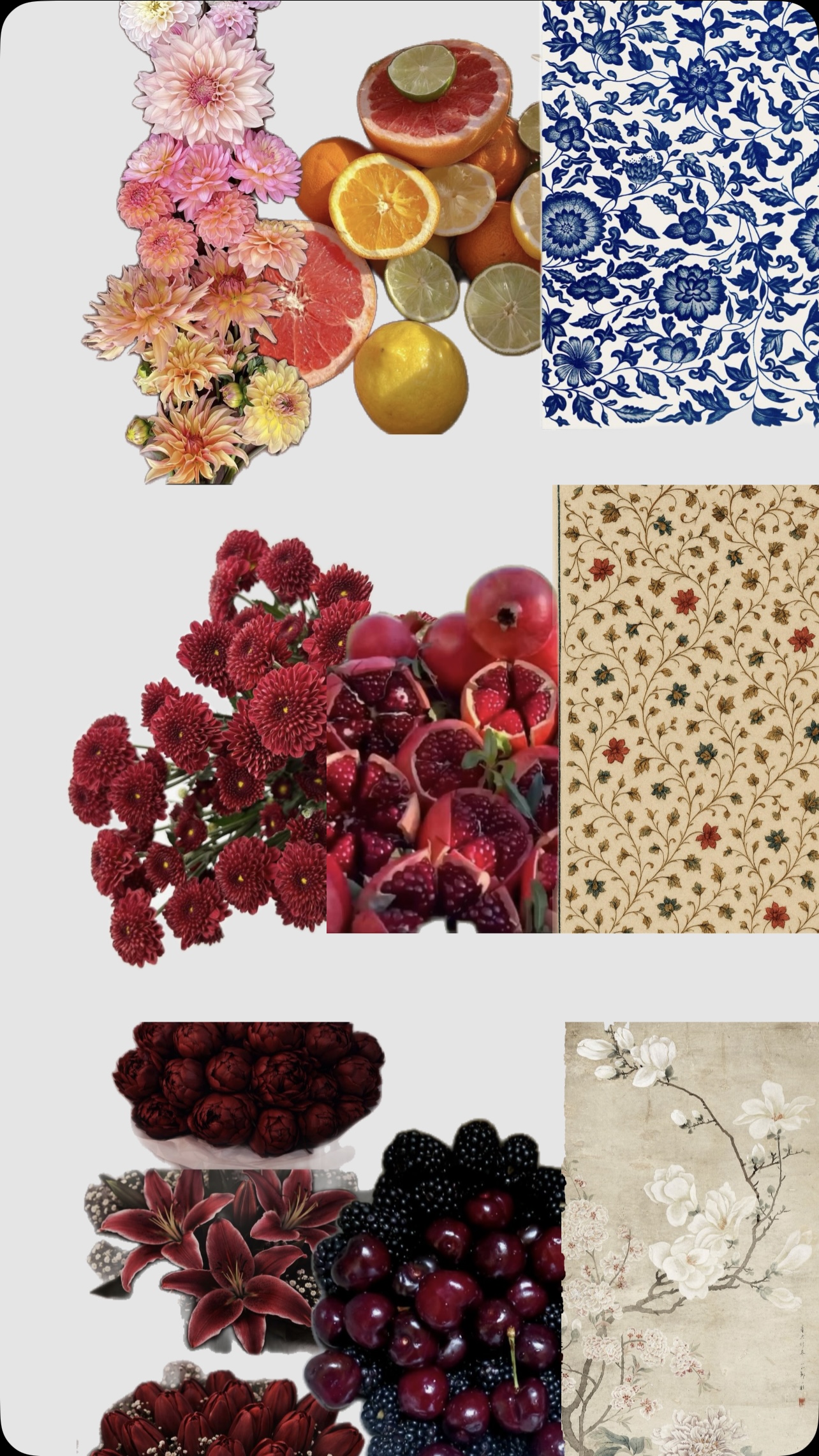 Floral Fruit Color Story mood board