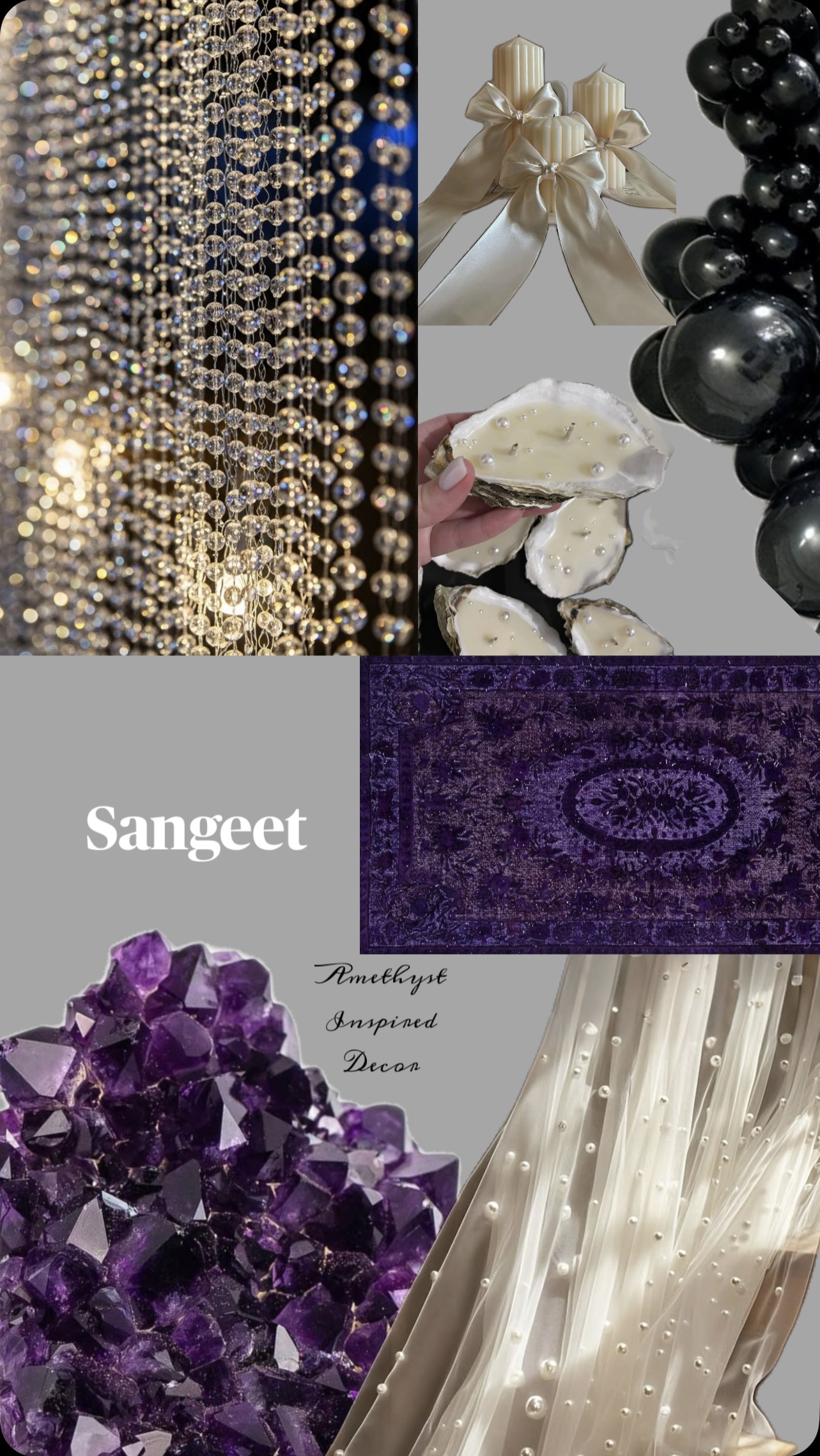 Amethyst Sangeet Decor mood board